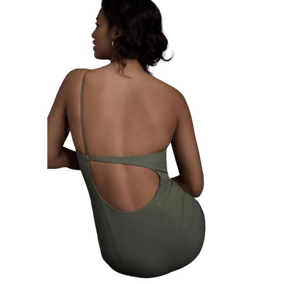 NWT Anthropologie BHLDN Miranda Crepe Midi Dress in Moss Green, Size 16 - Picture 3 of 9